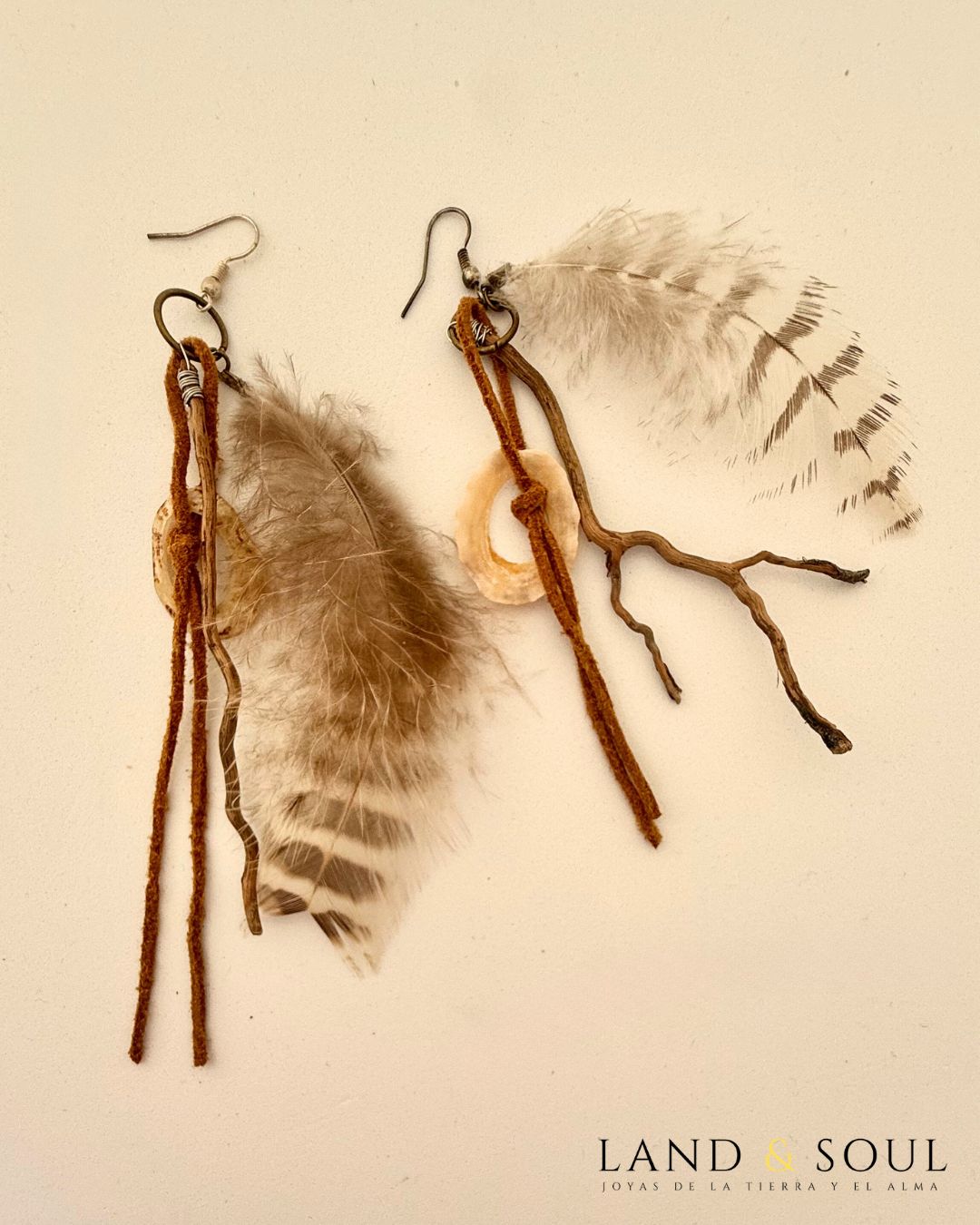 Pendientes plumas tribales 7 pendientes plumas naturales. pendientes artesanales tribales