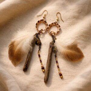 Pendientes plumas marrones 1